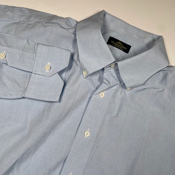 Holland & Sherry Other - Holland & Sherry Bespoke Savile Row London‎ Blue Micro Check Dress Shirt Mens XL